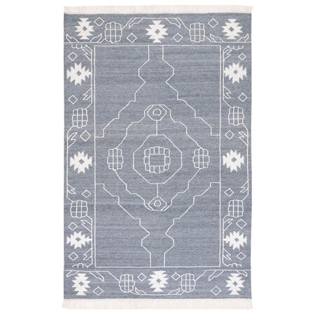 Safavieh 7 x 7 ft. Kilim Contemporary Flat Weave Square Rug Dark Grey & Ivory KLM763H-7SQ